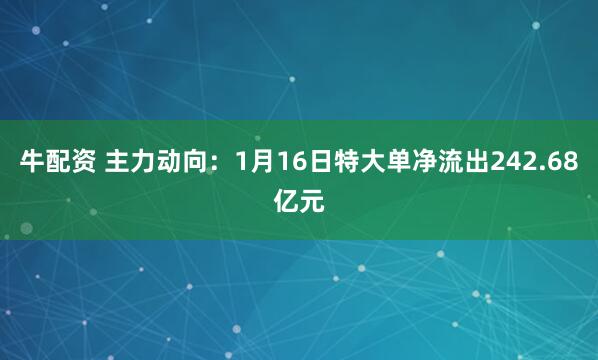 牛配资 主力动向：1月16日特大单净流出242.68亿元